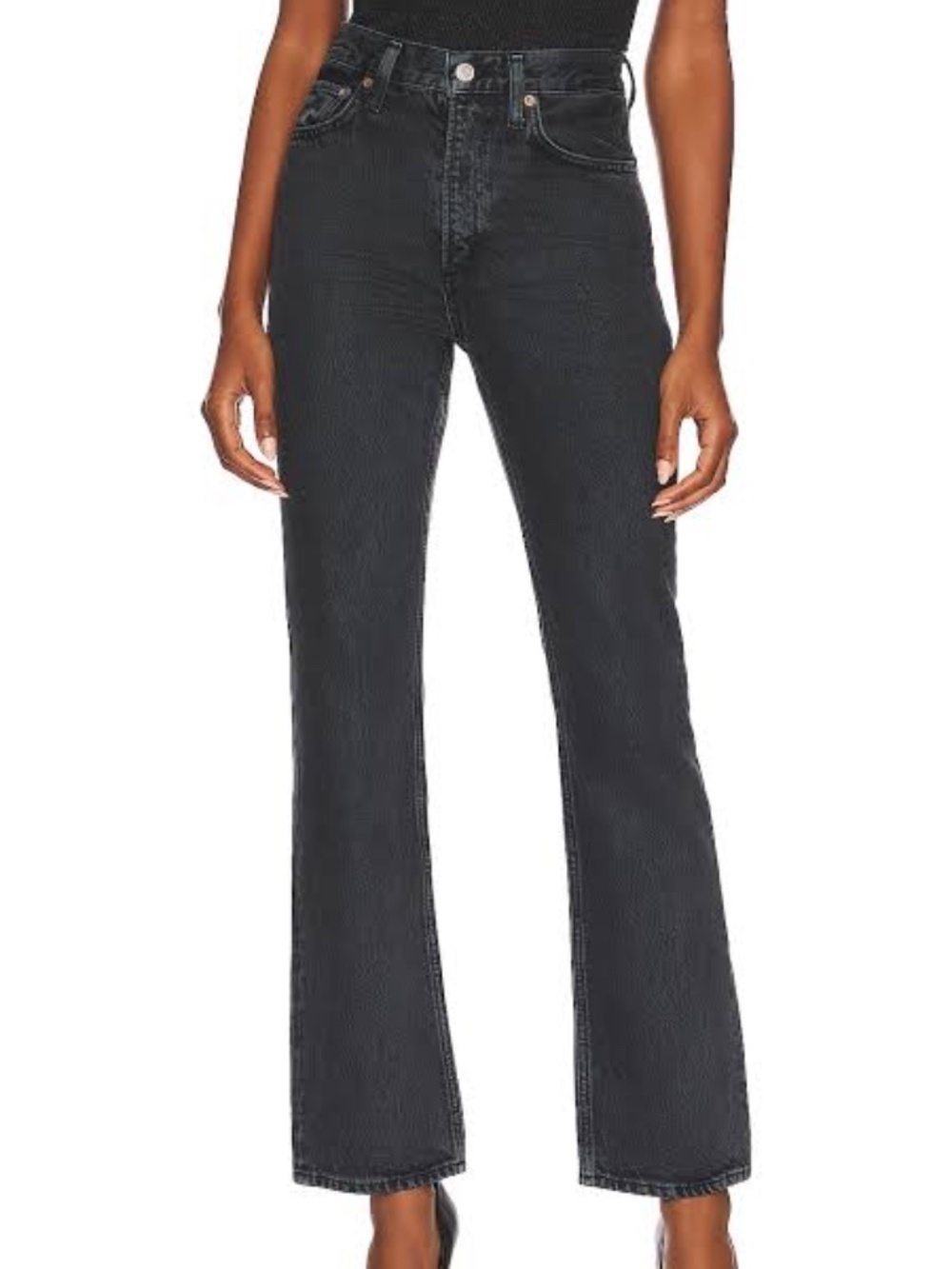 AGOLDE Washed Black Vintage High Rise Straight Leg Jeans Size 24
